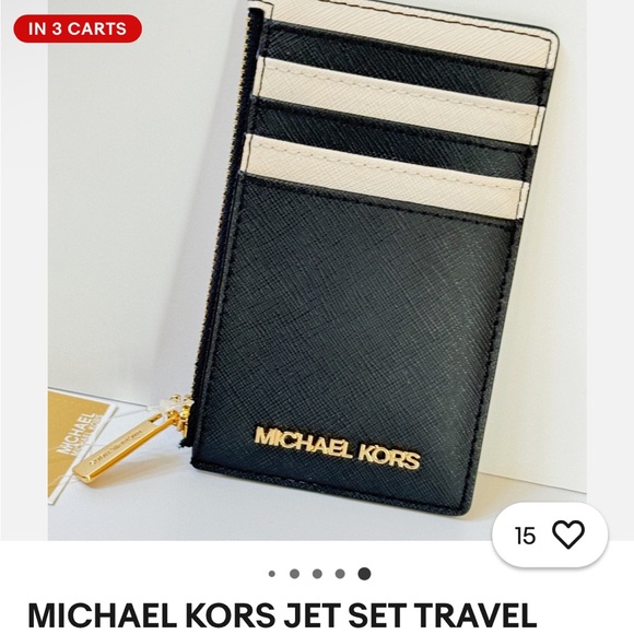 Michael Kors Black and Cream Card Holder - Picture 1 of 8